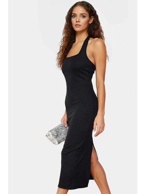 Midi Elbise Esnek Örme Kumaş Bodycon Kalıp Günlük Stil Kaliteli Işçilik Seçkin Malzeme