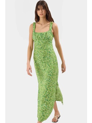 A Line Viskoz Maxi Elbise Çiçek Desenli Kolsuz Rahat Yazlık Kullanım