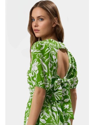 Rahat ve Şık Mini Elbise Skater Kalıp Balon Kollu Dokuma Kumaş Modern Stil Özenle Seçilmiş