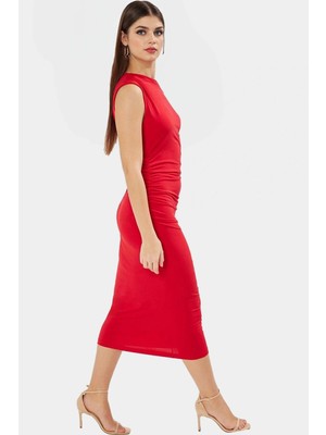 Yazlık Kısa Kollu Bodycon Elbise Örme Çok Midi Boy Konforlu Kesim Premium Kalite