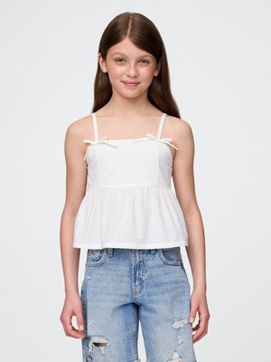 Gap Kız Çocuk Beyaz Askılı Peplum Bluz