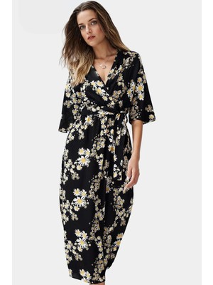 Yazlık Çok Çiçekli A Kesim Maxi Elbise Rahat Şık ve Nefes Alabilir Mükemmel Uyum