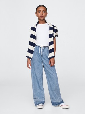 Gap Kız Çocuk Denim Mavi Kids Ultrasoft Kolay Baggy Jean Pantolon