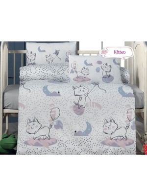 Desenli Bebek Nevresim Set (Nevresim, Çarşaf, 2 Adet Yastık Takım)