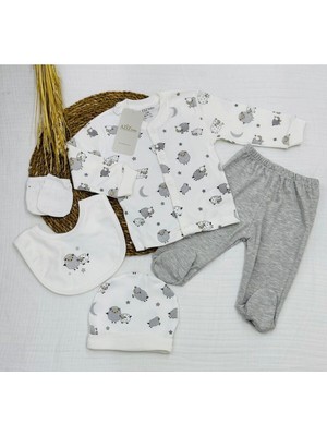 Desenli 5 Parça Kutulu (Yenidoğan) Hastane Çıkışı Zıbın Seti