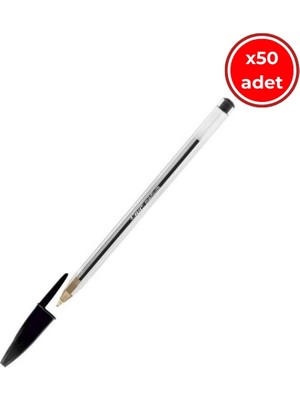 Bıc Cristal Medium Tükenmez Kalem, 50 Adet, 3 Km Yazma, Siyah, 1.0 mm