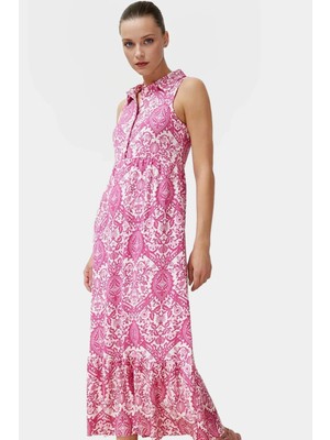 Kolsuz A Line Maxi Elbise Polyester Elastan Örme Kumaş Yazlık Seçkin Malzeme Premium Kalite