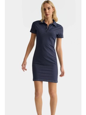 Örme Mini Elbise Bodycon Kalıp Polo Yaka Pamuklu Kumaş Günlük Stil Uzun Ömürlü Seçkin Malzeme