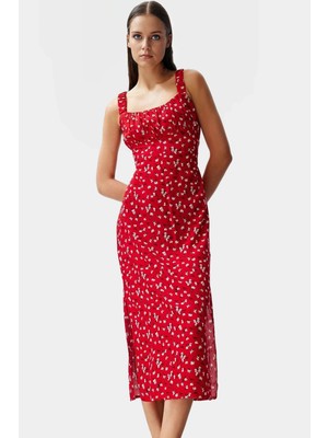 Şık Çiçekli Maxi Elbise %viskoz A Line Kolsuz Yazlık Zarifane Tasarım Uzun Ömürlü