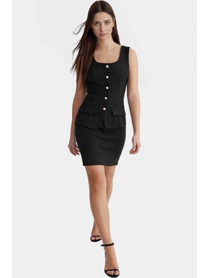 Mini Elbise 88CM Boy A Line Kesim Dokuma Kumaş Finike Günlük Kullanım Için