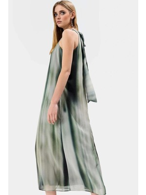 Şifon Maxi Elbise Dik Yaka Relaxed Kalıp Günlük Yazlık Yüksek Kalite Seçkin Malzeme