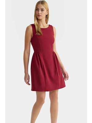 Yazlık A Line Mini Elbise Dokuma Kumaş Kolsuz Finike Mükemmel Uyum Premium Kalite