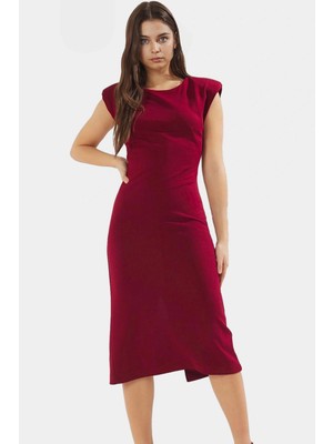 Vücut Şekillendirici Midi Elbise Örme Kumaş Kolsuz Yüksek Kalite Zarifane Tasarım