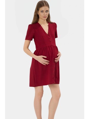 Polyester Aerobin Dokuma A Line Mini Elbise V Yaka Kısa Kollu Kaliteli Işçilik