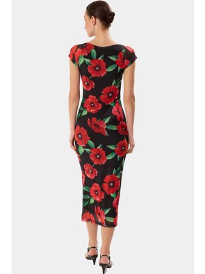 Örme Kumaştan Kalp Yakalı Midi Boy Astarlı Elbise Mükemmel Uyum Premium Kalite Kaliteli Işçilik