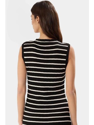 Rahat Triko Maxi Elbise V Yaka Çizgili Yazlık Casual Kullanım Premium Kalite