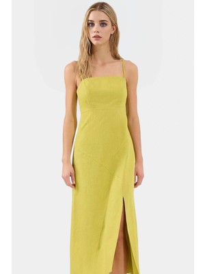 A Line Maxi Elbise Pamuk Keten Dokuma Nefes Alabilir Mükemmel Uyum Özel Tasarım Modern Stil