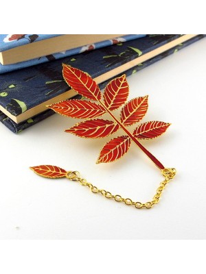 Kurumuş Sonbahar Ağaç Yaprakları Bookmark Metal Ayraç Kitap Ayracı Zincirli AY016