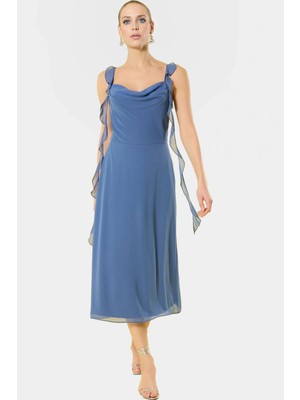 Yazlık Dokuma Şifon Elbise Midi Boy A Kesim Kolsuz Premium Kalite Yüksek