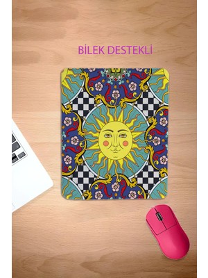 Karmat Dikdörtgen, Limon Desenli, Yaz Teması Mousepad, Bilek Destekli Konforlu Mousepad, Pc Aksesuarı
