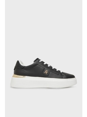 Tommy Hilfiger Logolu Deri Sneaker Ayakkabı Bayan Ayakkabı FW0FW08631 Bds