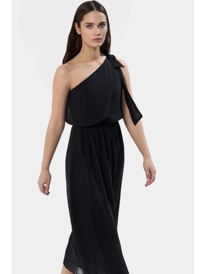 Dokuma Şifon Maxi Elbise Belden Açılan Etek Kolsuz Skater Kalıp Özel Tasarım