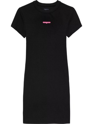 Kadın Script Mini Elbise - Siyah