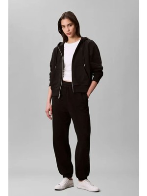 Kadın French Terry Logolu Eşofman Altı - Siyah