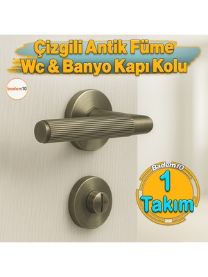 Çizgili Antik Füme Wc Banyo Tipi Kapı Kolu Rozetli Sağ Sol Uygun Modern Iç Kapı Kilitli 1 Takım