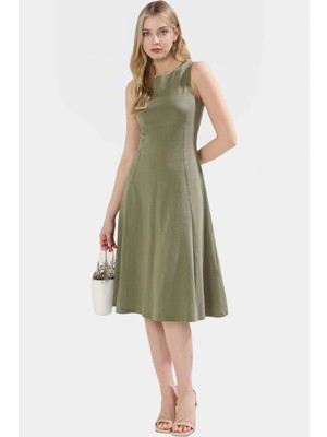 Kadın Pamuklu Skater Midi Elbise Yazlık Rahat Günlük Stil Şık Görünüm Seçkin Malzeme
