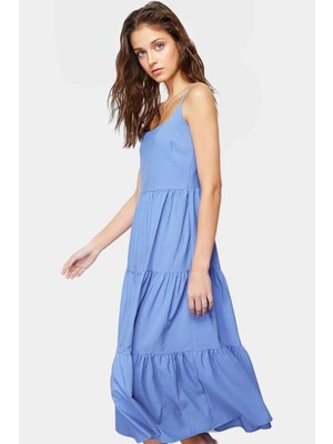 Maxi Dokuma Elbise Pamuklu Yazlık Günlük Skater Konforlu Kesim Seçkin Malzeme Zarifane Tasarım