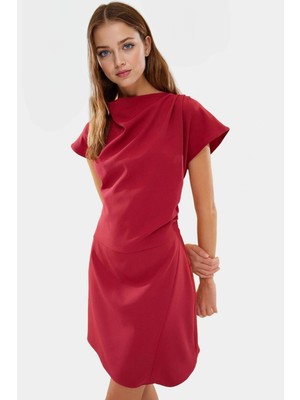 Şık A Line Kısa Kollu Dokuma Elbise 87% Polyester Yazlık Günlük Mükemmel Uyum Kaliteli Işçilik