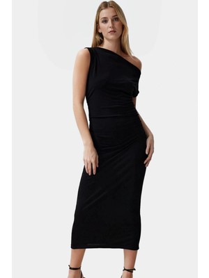 Çok Baskılı Midi Boy Bodycon Elbise Yazlık Örme Kumaş Özel Tasarım Özenle Seçilmiş