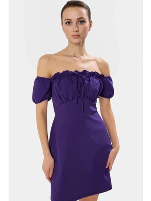 Yazlık Mini Elbise A Line Balon Kol Krep Dokuma Modern Stil Uzun Ömürlü Özenle Seçilmiş