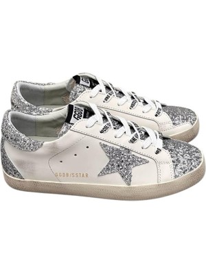 Women's Super Star- Golden Goose Glitter Sneaker - Coarse Glitter Laces - Kadın Ayakkabı Sneakers