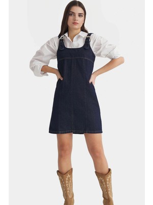 Denim Mini Elbise Ayarlanabilir Askılı Yazlık Pamuklu Günlük Tarz Uzun Ömürlü Zarifane Tasarım