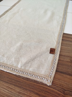 Naturel Organik Cendere Kumaş %100 Pamuk Güpürlü Runner 50X110 cm