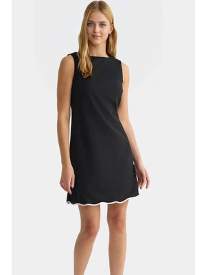 Mini A Line Dokuma Elbise 88% Polyester 12% Elastan Yazlık Şık Görünüm Rahat Kullanım