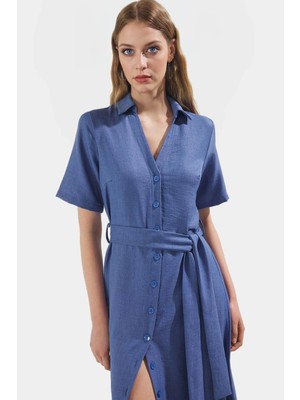 Yazlık Kısa Kollu Gömlek Elbise  Polyester Aerobin Dokuma Rahat ve Şık Yüksek Kalite