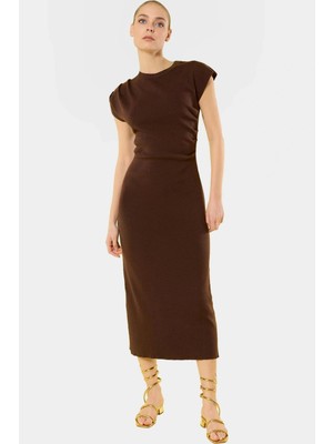 Şık Midi Triko Elbise Bodycon Kalıp Günlük Kullanım Görünüm Için