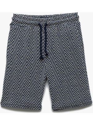 Koton Balıksırtı Desenli Cep Detaylı Beli Bağcıklı Şort