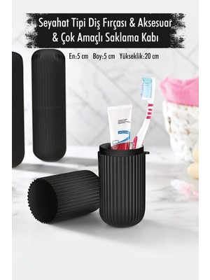 Siyah Seyahat Tipi Diş Fırçası & Aksesuar Kutusu & Çok Amaçlı Saklama Kabı
