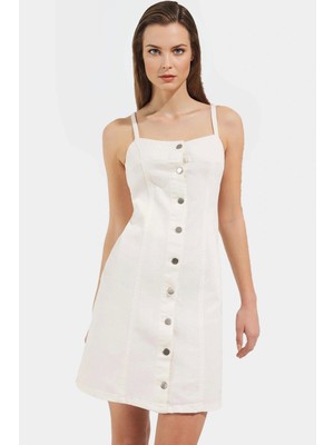 Yazlık Denim Mini Elbise Straplez Kolsuz Bodycon Kesim Rahat Günlük Kullanım Için