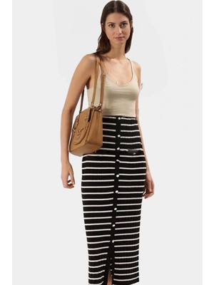 Şık Çizgili Maxi Elbise Triko V Yaka Yazlık Casual Rahat ve Modern Stil Mükemmel Uyum