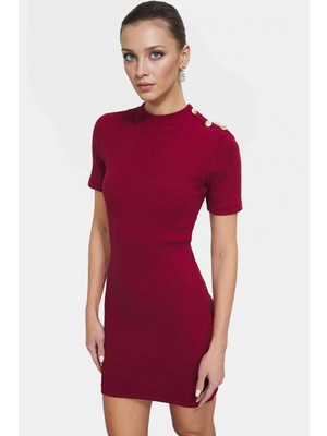 Kadın Mini Örme Elbise Bodycon Kalıp Kısa Kol Yazlık Günlük Profesyonel Görünüm Rahat ve Şık