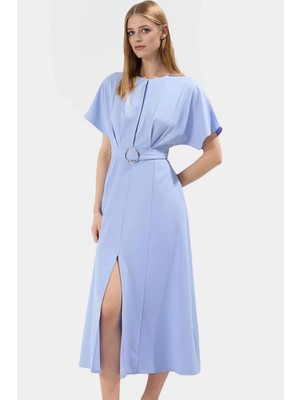 A Line Midi Elbise Yarasa Kol Polyester Kumaş Günlük Tarz Kullanım Için