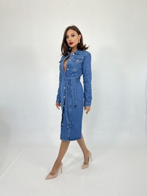 Tiana 6783 Kot Elbise-Mavi