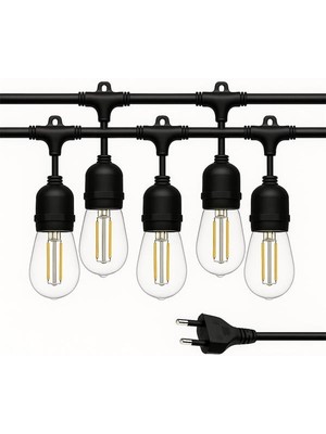 Ledx KB00001 5'li E27 Duy Sıralı 5 Metre Lamba Kablosu (5 Adet Duy Içerir)