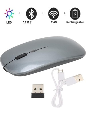 UmoTech Kablosuz Şarjlı Mouse Bluetooth ve 2.4ghz- Rgb Işıklı - Sessiz Tıklama