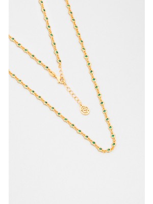 Lavinya 18 Ayar Sarı Altın Kaplama 45 cm Gümüş Kolye